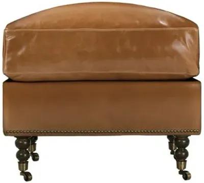 Margot Leather Ottoman - Brown