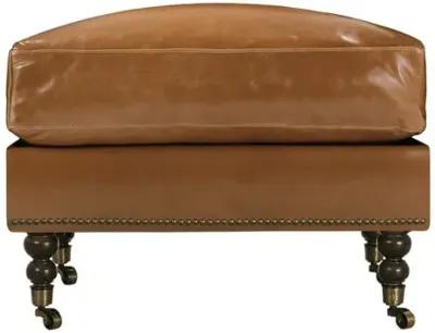 Margot Leather Ottoman - Brown