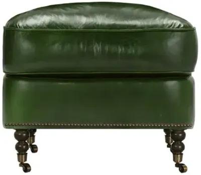 Margot Leather Ottoman - Green