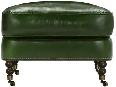 Margot Leather Ottoman - Green