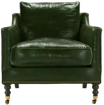 Margot Leather Accent Chair - Green, Comfortable, Durable, Cushioned