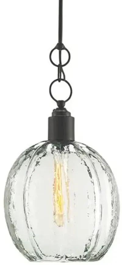 Aquaterra Glass Pendant - Clear/Old Iron - Currey & Company