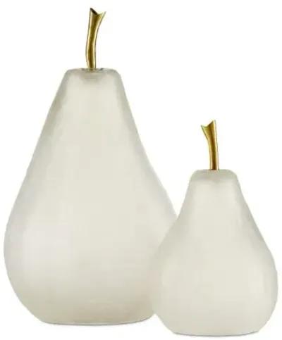 Set of 2 Glass Pears - Matte Frost/Brass - Currey & Company - Gold