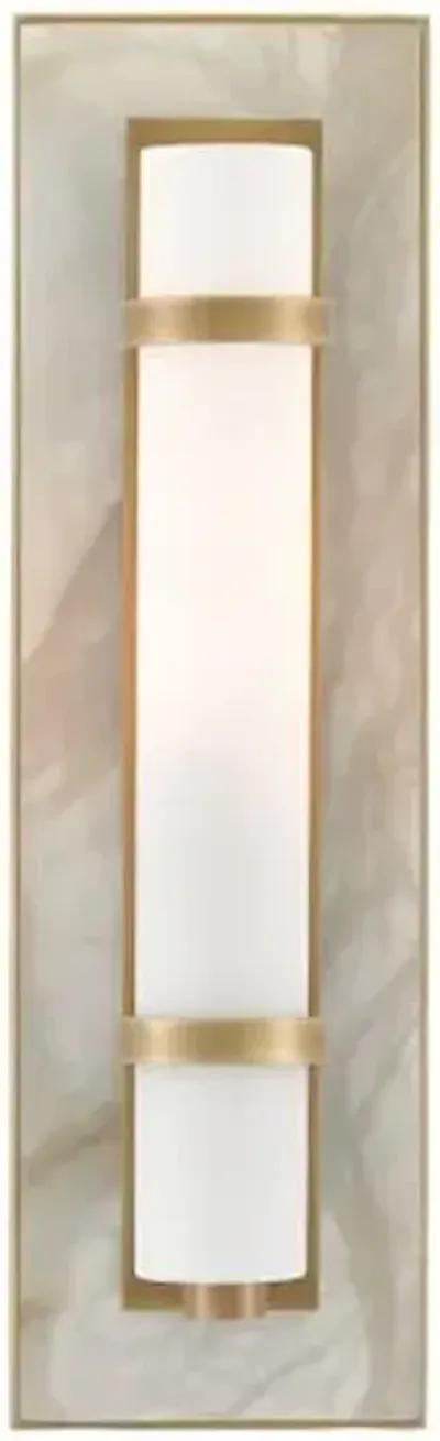 Bruneau Wall Sconce - Natural/White/Antique Brass - Currey & Company - Gold