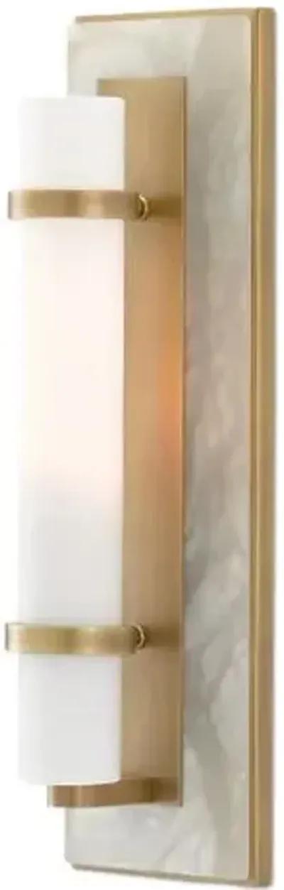 Bruneau Wall Sconce - Natural/White/Antique Brass - Currey & Company - Gold