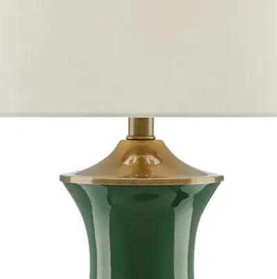 Lilou Table Lamp - Green/Antique Brass - Currey & Company