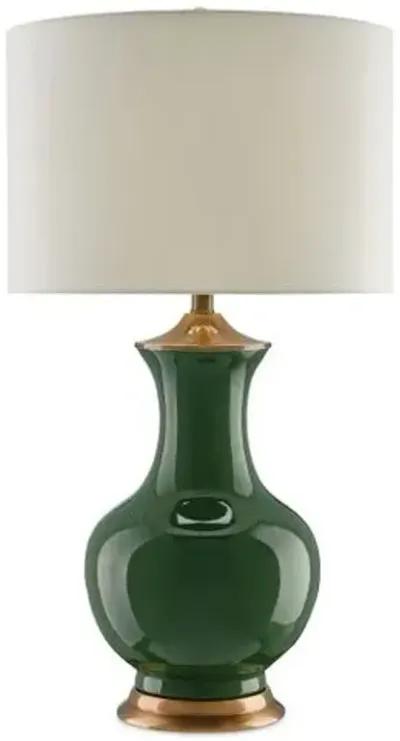 Lilou Table Lamp - Green/Antique Brass - Currey & Company