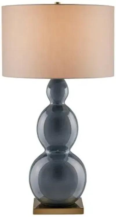 Cymbeline Gray Table Lamp - Steel Blue/Antique Brass - Currey & Company