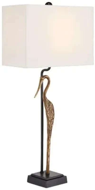 Antigone Table Lamp - Antique Brass/Black - Currey & Company - Brown