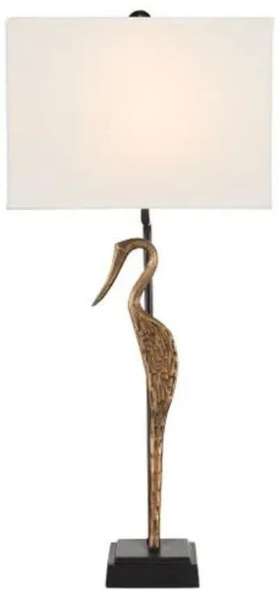 Antigone Table Lamp - Antique Brass/Black - Currey & Company - Brown