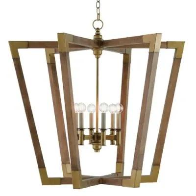 Bastian Lantern - Chestnut/Brass - Currey & Company - Silver