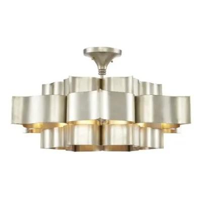 Grand Lotus Large Chandelier - Silver - Currey & Company - Black