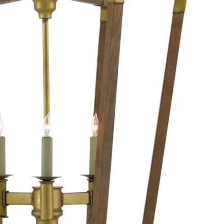 Bastian Lantern - Chestnut/Brass - Currey & Company - Gold