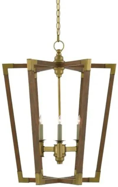 Bastian Lantern - Chestnut/Brass - Currey & Company - Gold