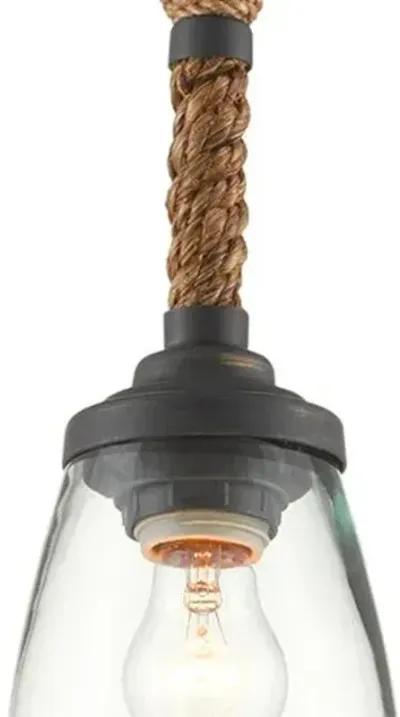 Hightider Rope Pendant - French Black - Currey & Company