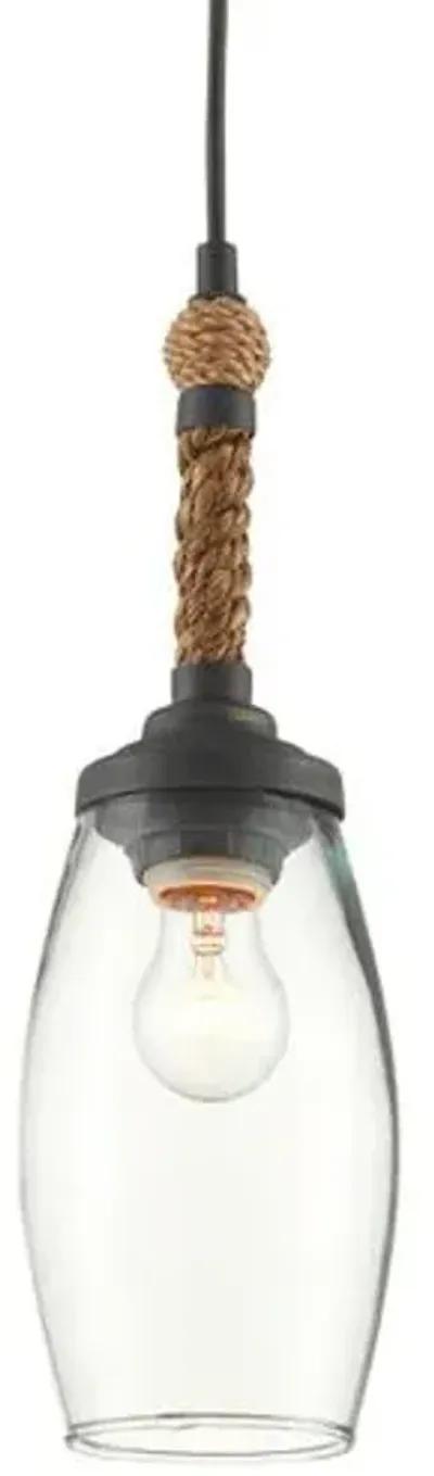 Hightider Rope Pendant - French Black - Currey & Company