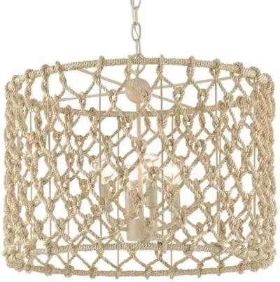 Chesapeake Rope Drum Chandelier - Natural Smokewood Beige - Currey & Company