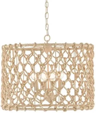 Chesapeake Rope Drum Chandelier - Natural Smokewood Beige - Currey & Company