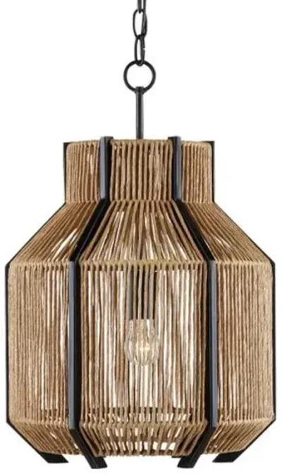 Mali Pendant - Natural/Satin Black - Currey & Company - Brown