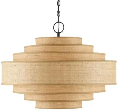 Maura Chandelier - Natural/Satin Black - Currey & Company