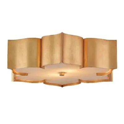 Grand Lotus Flush Mount - Antique Gold - Currey & Company - Brown