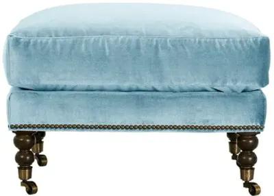 Margot Velvet Ottoman - Blue