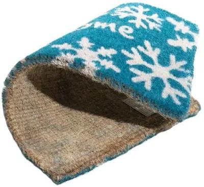 Welcome Snow Flakes Doormat - Blue/White