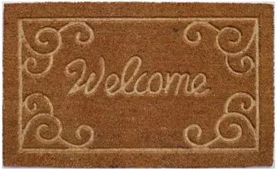 Embossed Welcome Doormat - Brown