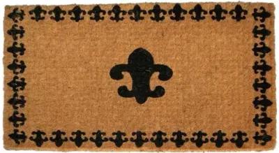 Fleur de lis with border Doormat - Brown