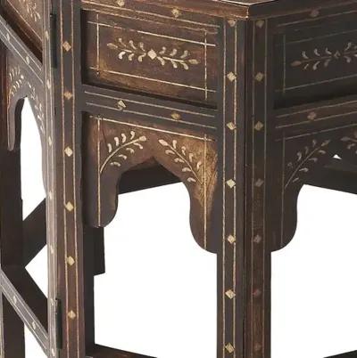 Chloe Bone Inlay Side Table - Brown - Handcrafted