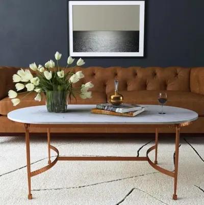 Gideon Marble Top Coffee Table - Ivory/Brass