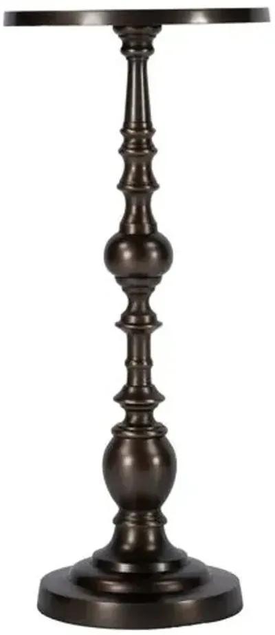 Laurel Round Pedestal Side Table - Brown