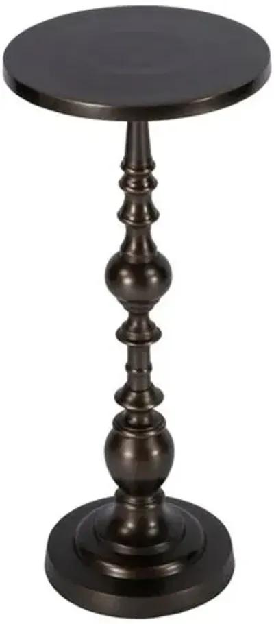 Laurel Round Pedestal Side Table - Brown