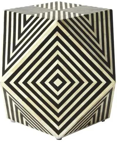 Amara Bone Inlay Side Table - Black/Ivory - Handcrafted