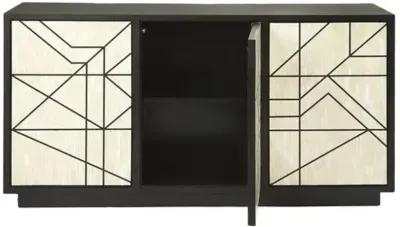 James Bone Inlay 59" Sideboard - Black/Ivory - Handcrafted