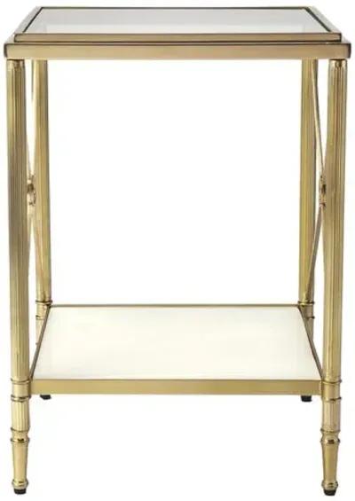 Bianca Glass/Marble End Table - Gold