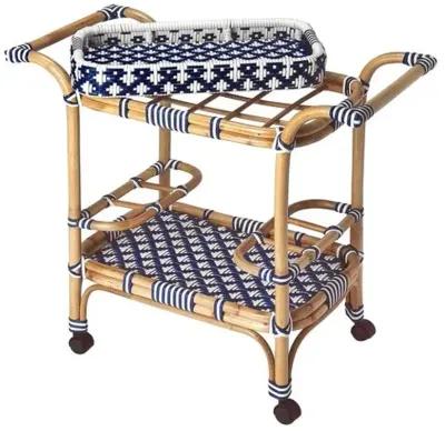 Cara Rattan Bar Cart - Blue