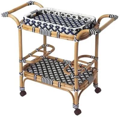 Cara Rattan Bar Cart - Blue