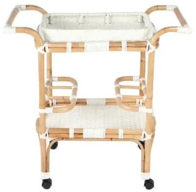 Cara Rattan Bar Cart - White