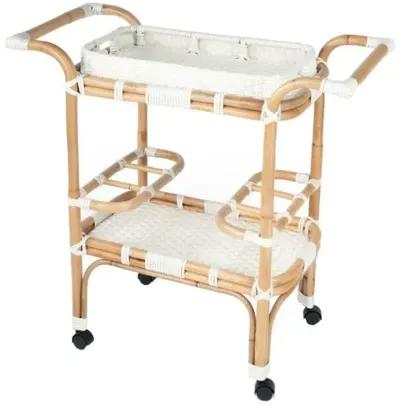 Cara Rattan Bar Cart - White