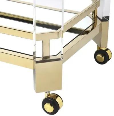 Mason Acrylic Serving Cart - Polished Gold