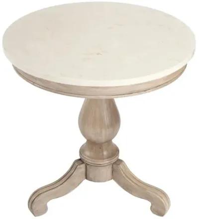 Liam Marble 24" Pedestal Side Table - Beige