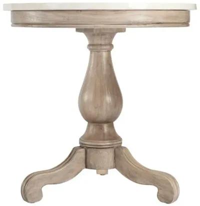 Liam Marble 24" Pedestal Side Table - Beige