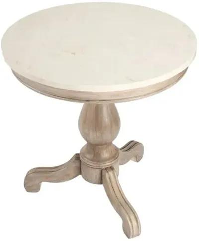 Liam Marble 24" Pedestal Side Table - Beige