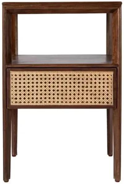 Archer 1-Drawer Cane Nightstand - Brown