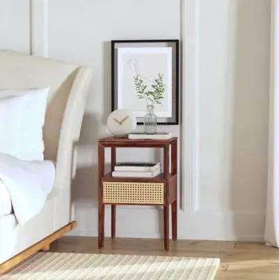 Archer 1-Drawer Cane Nightstand - Brown