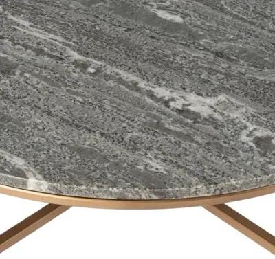 Jasper Marble Round Coffee Table - Gray/Gold