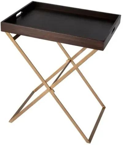 Kenzie Cross Legs Tray Side Table - Gold