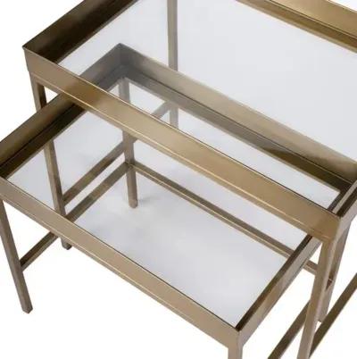 Set of 2 Gage Glass Nesting Tables - Gold