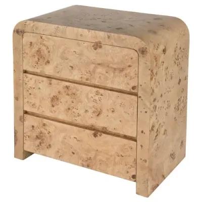 Logan 3-Drawer Curved Chest - Light Burl - Brown